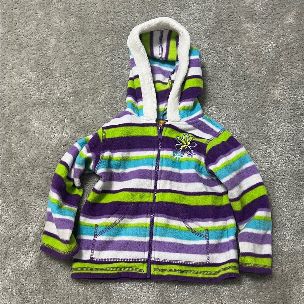 Penelope Mack Purple and Green Striped Kids Jacket